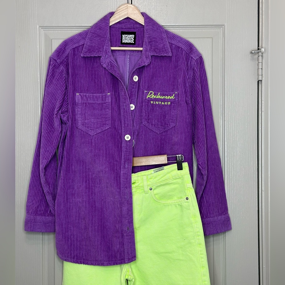 Reclaimed Vintage Inspired Oversized Shirt in Cord with Logo